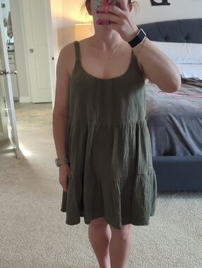Z Supply Olive Green Tiered Mini Dress